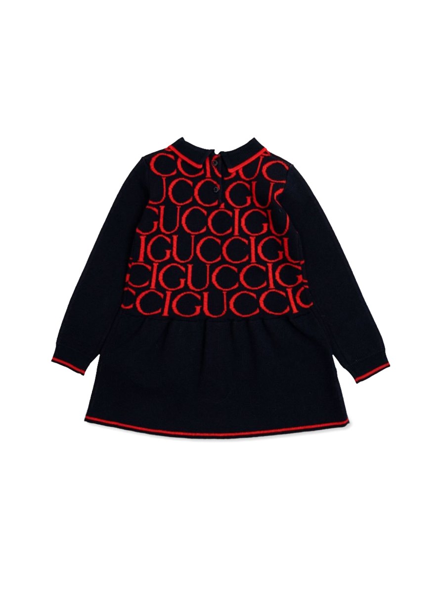 b l/s dress wo gucci jacquard/ oltremare/red