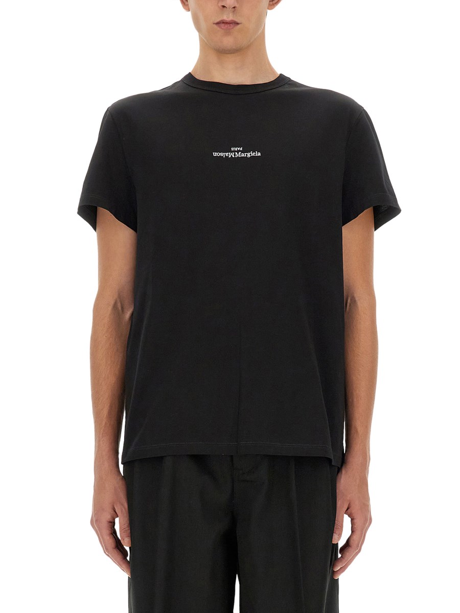 MAISON MARGIELA T-SHIRT IN COTONE MAKÒ CON LOGO RICAMATO