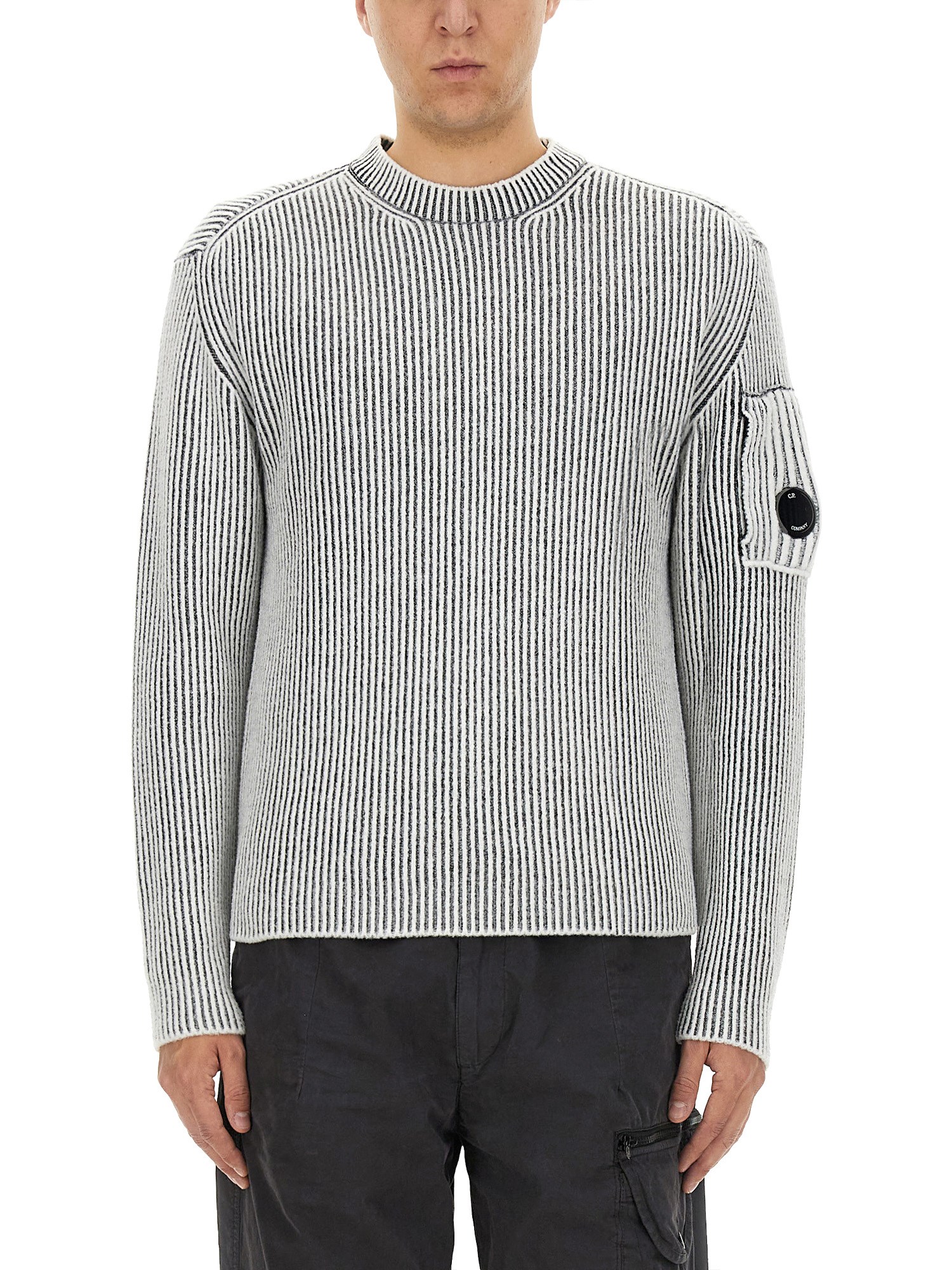 C.p. Company C. P. Company Man Sweater Light Grey Size 44 Cotton, Polyamide In Grey