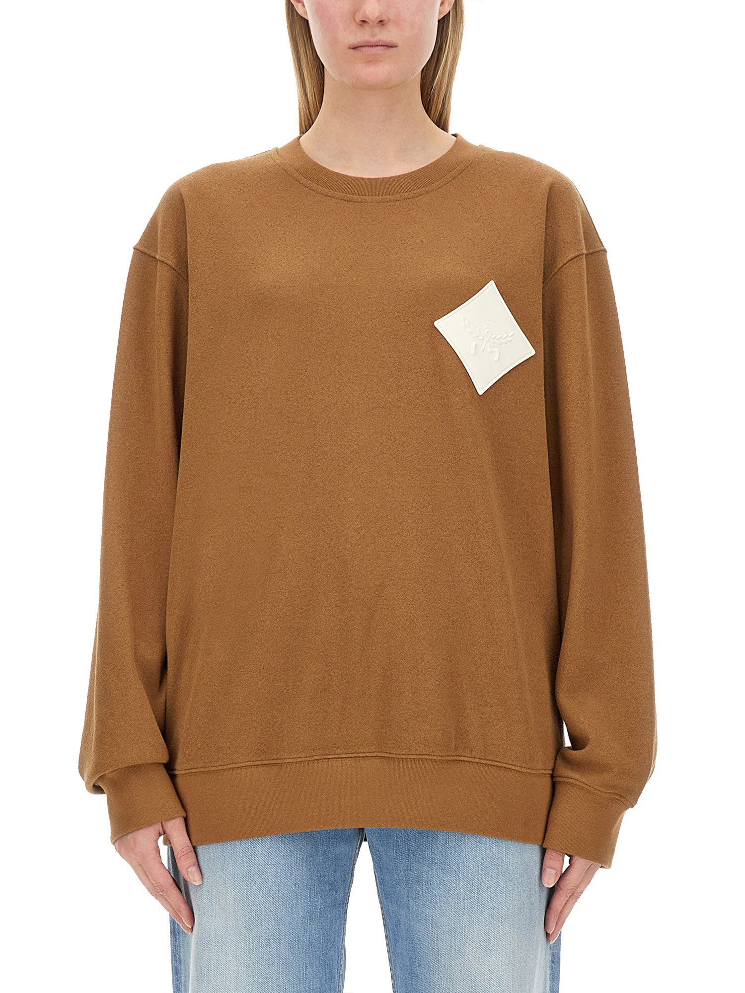 Mcm Logo-patch Sweatshirt In Buff