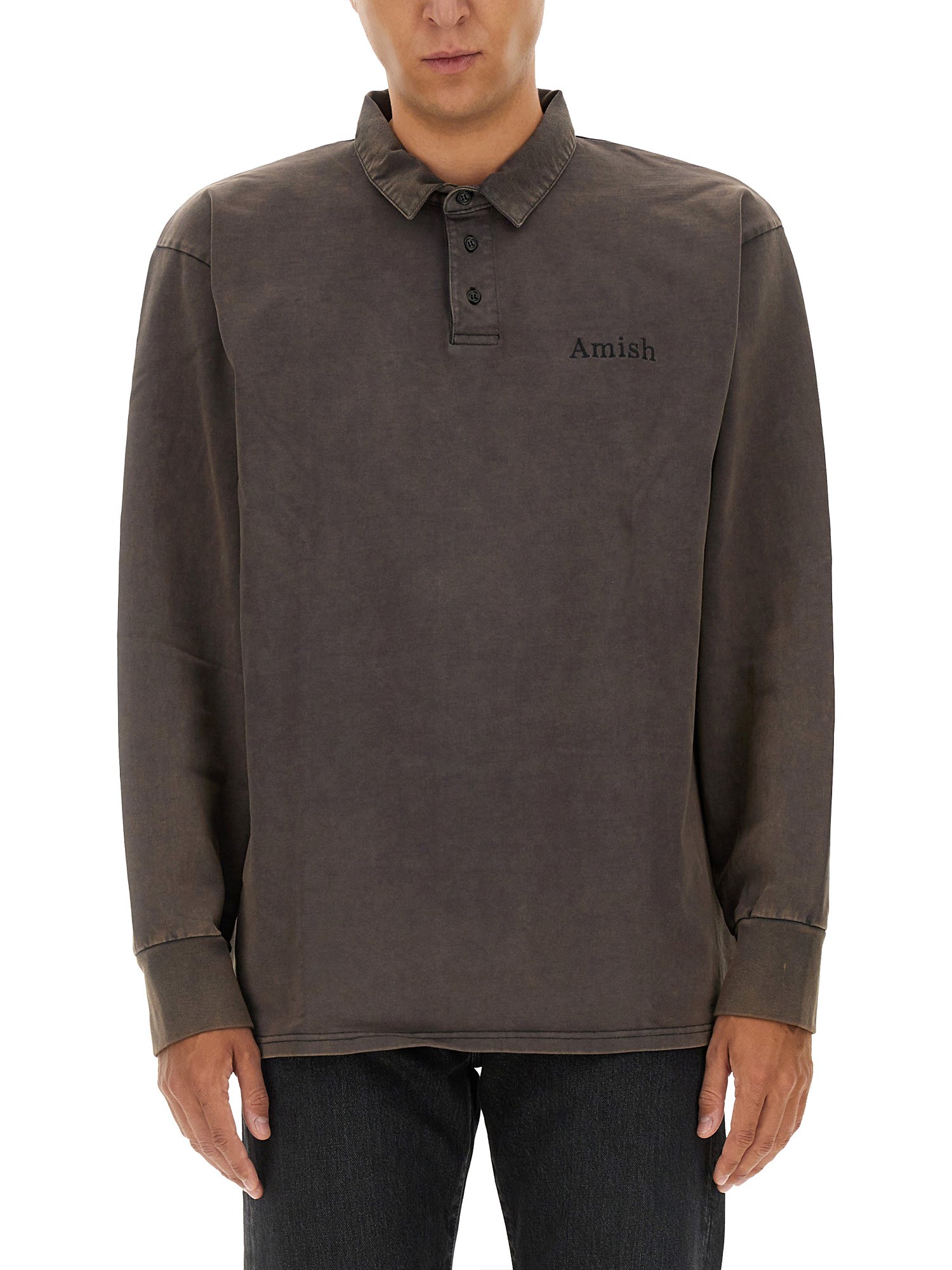 Shop Amish Polo With Logo In Brown