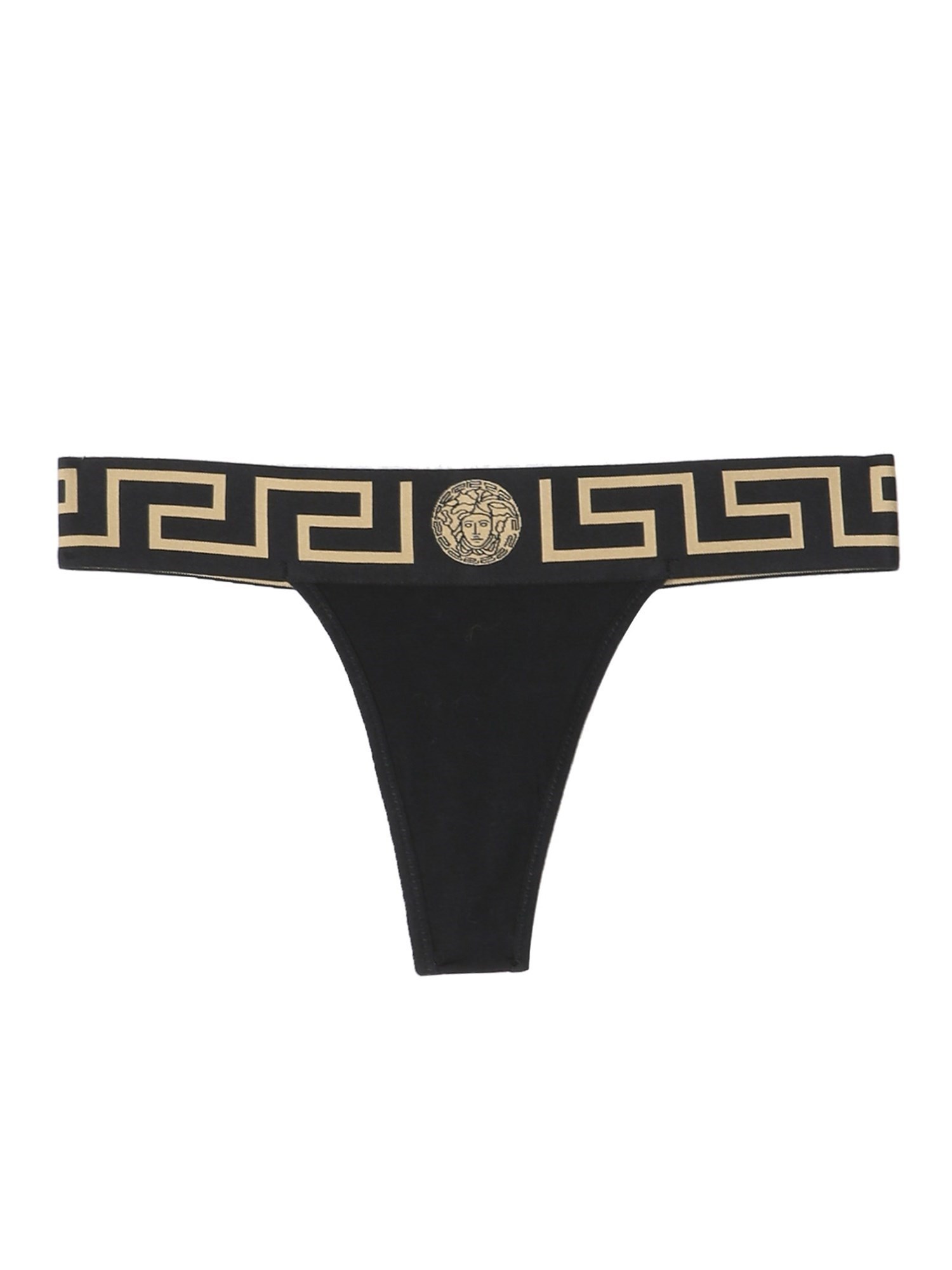 Versace Thong With Greek Edge In Black