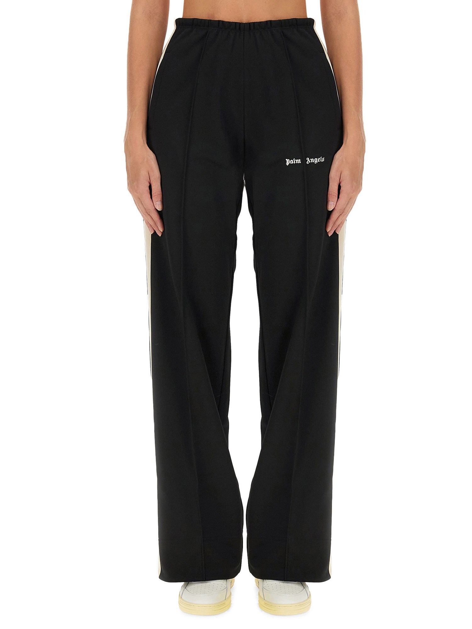 Shop Palm Angels Pants With Logo In Black