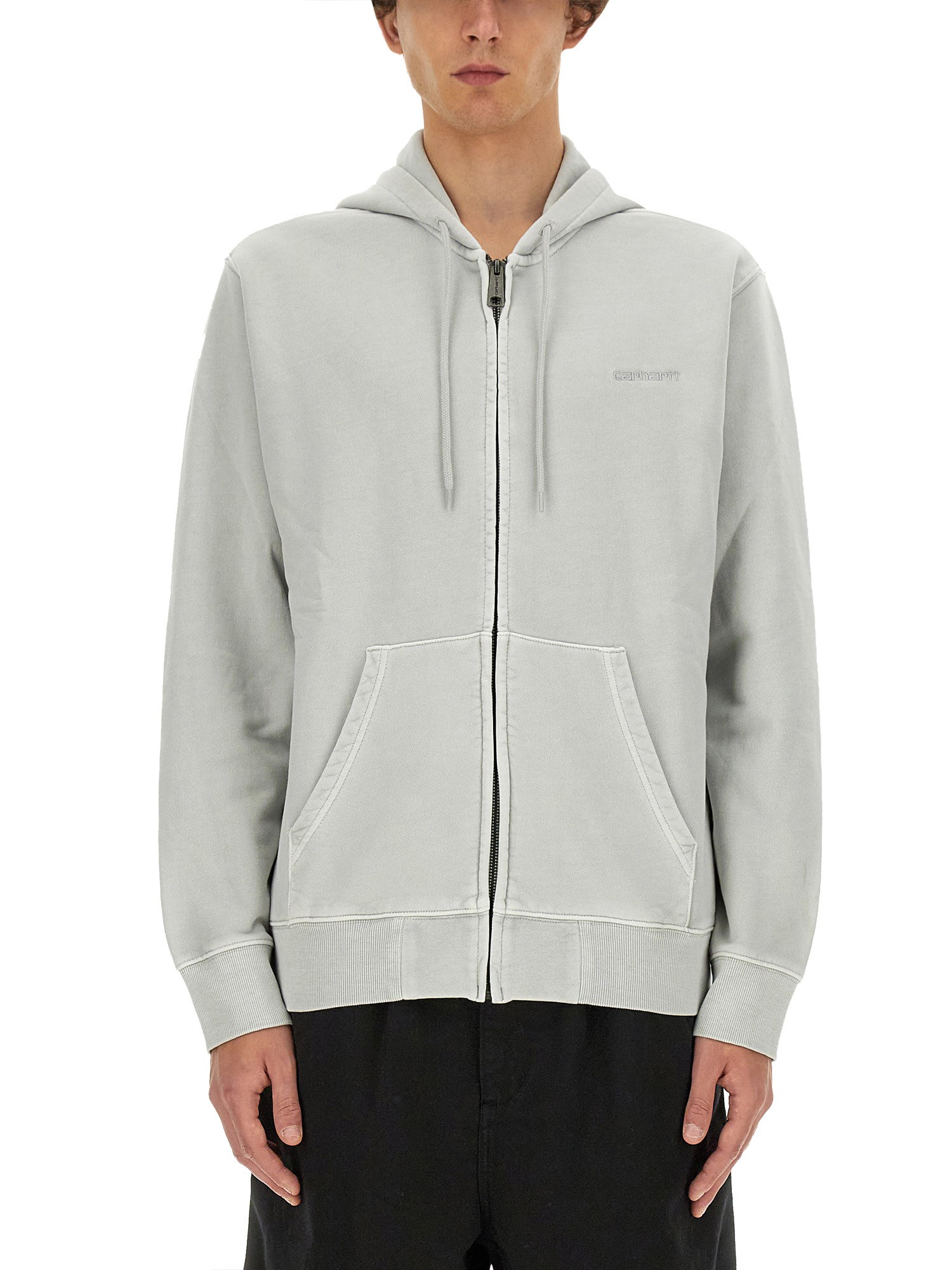 Carhartt Duster Script Zip-up Cotton Hoodie In Grey