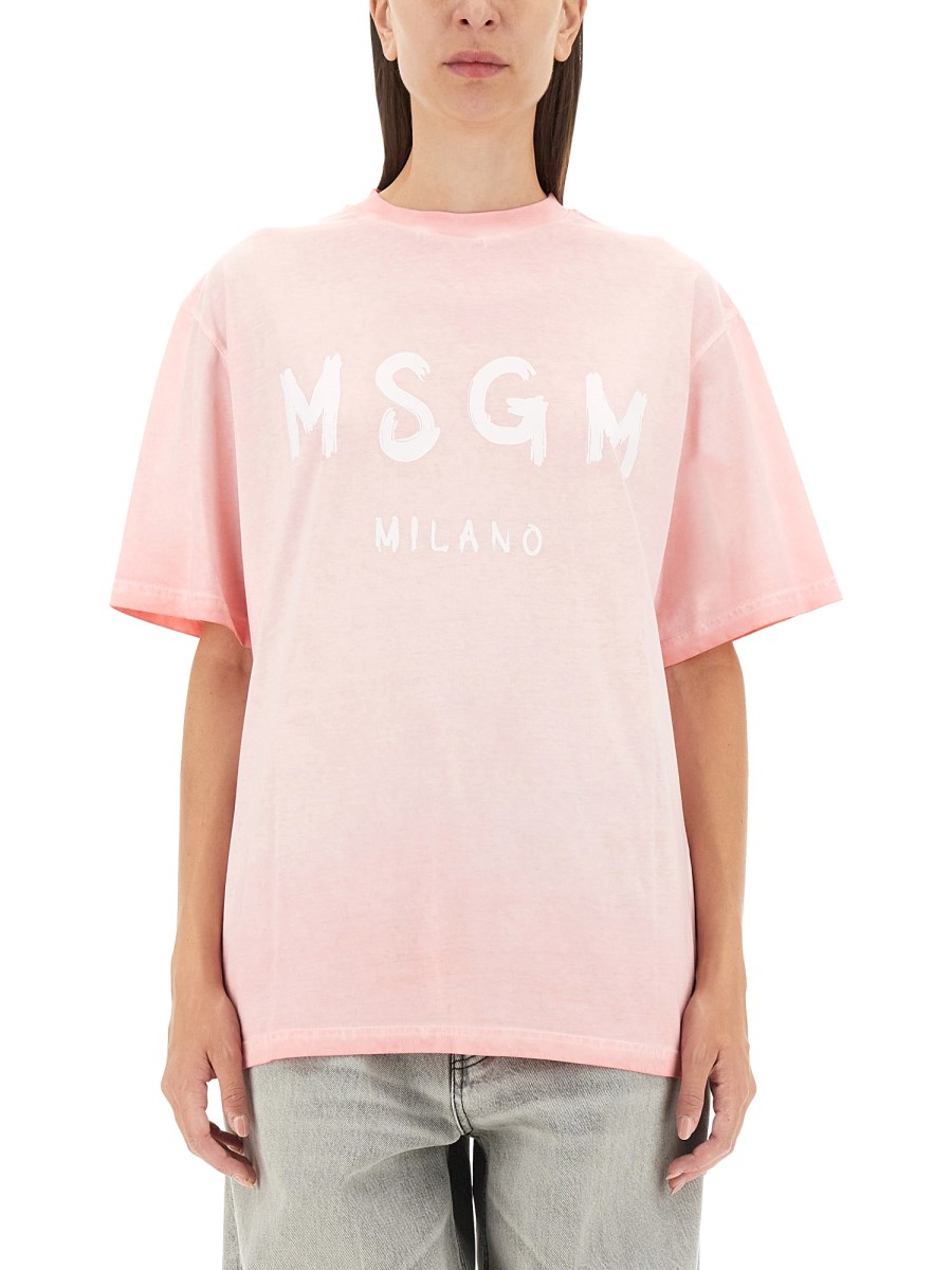 MSGM T-SHIRT IN JERSEY DI COTONE CON STAMPA LOGO