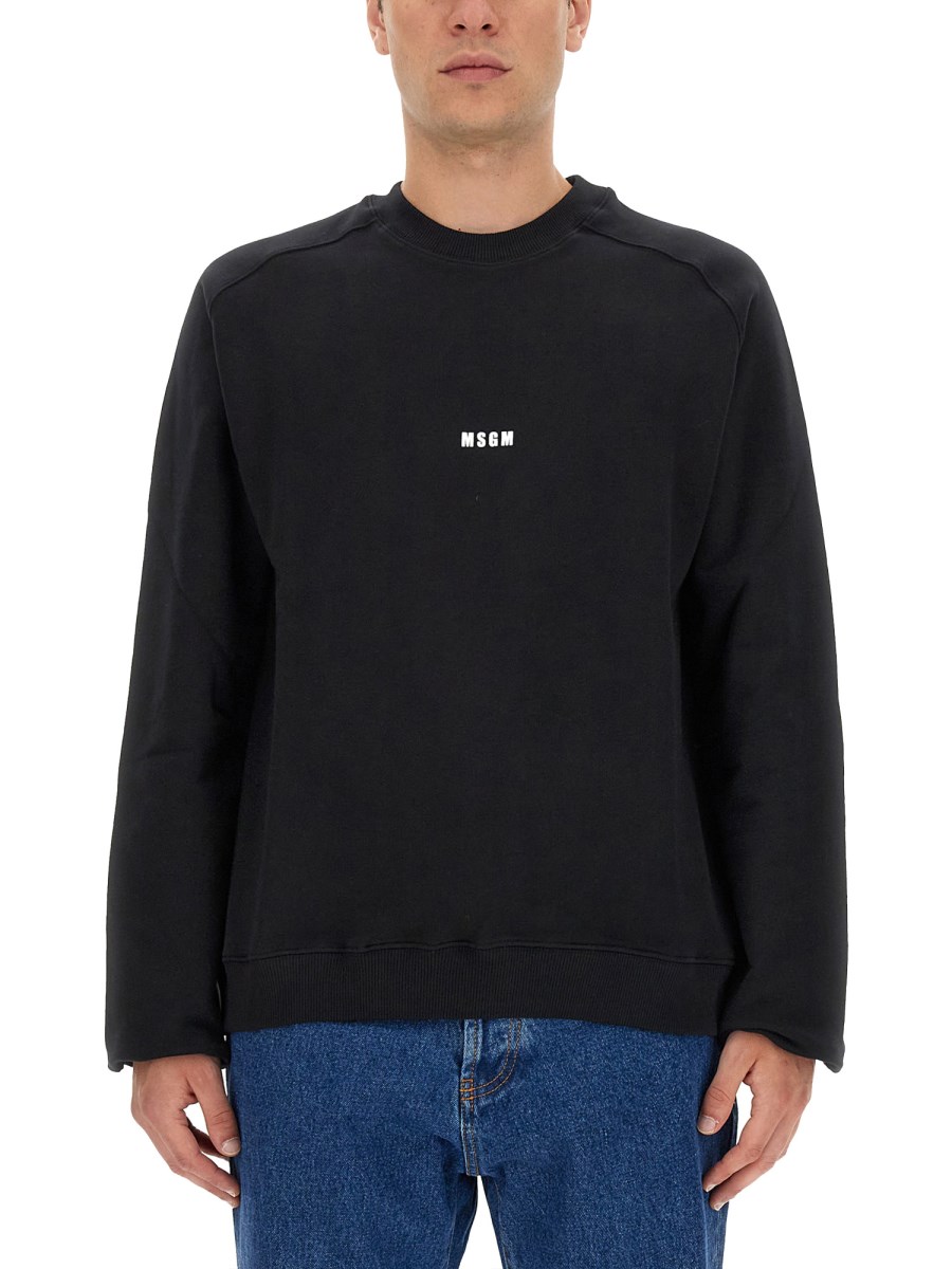 MSGM FELPA IN COTONE CON LOGO LETTERING