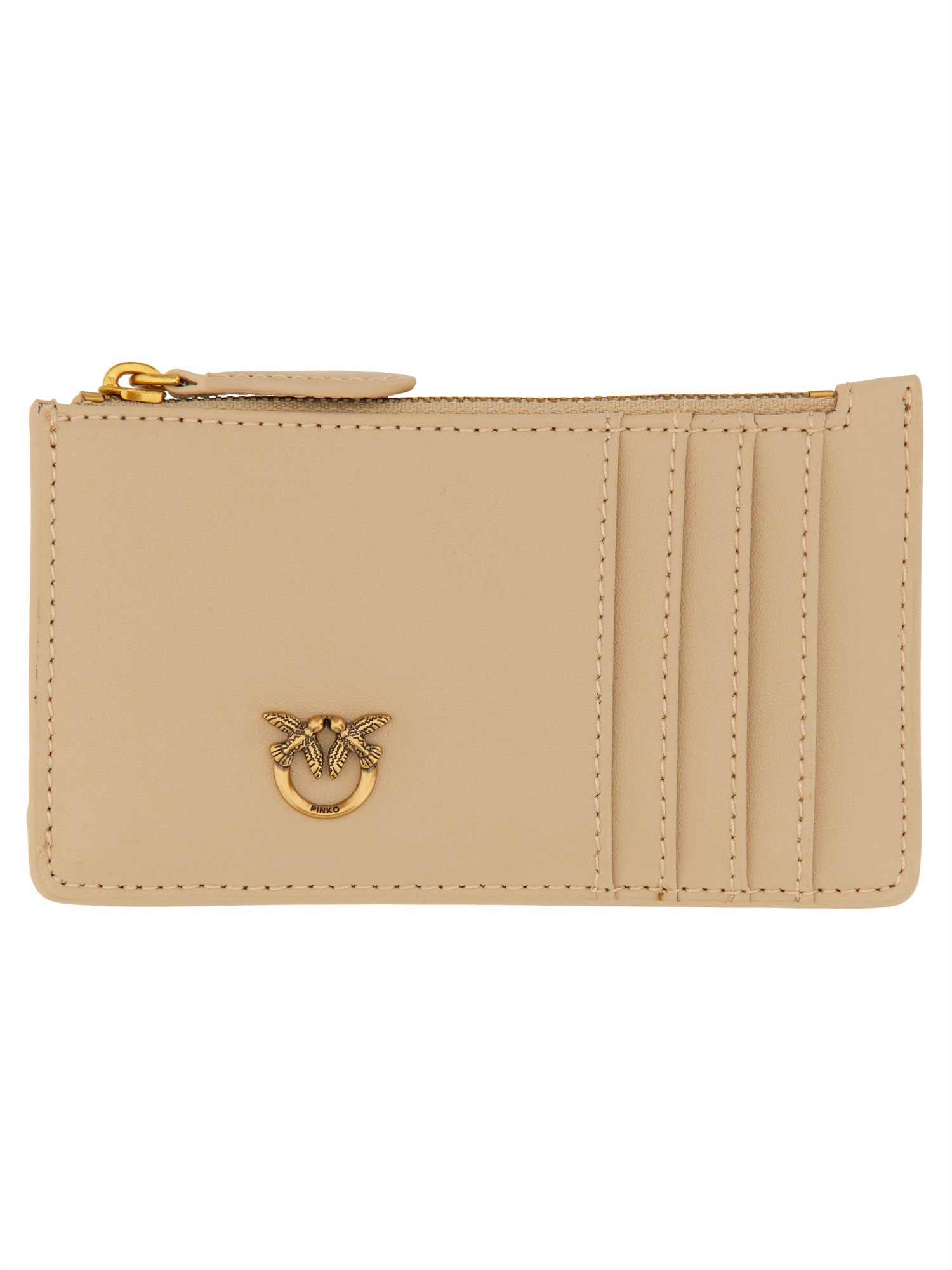 Pinko Porta Carte Con Logo In Beige