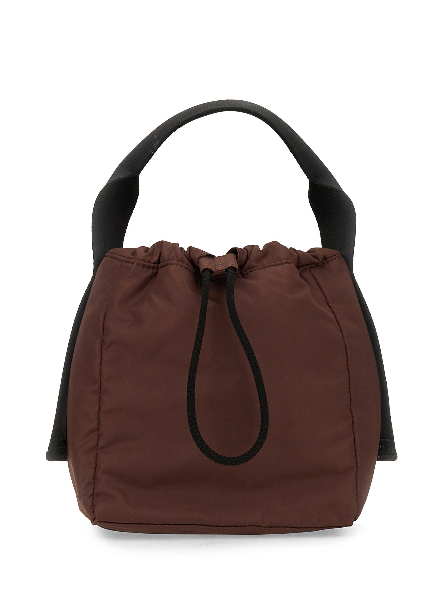 Shop Ganni Pouchette In Technical Fabric In Brown