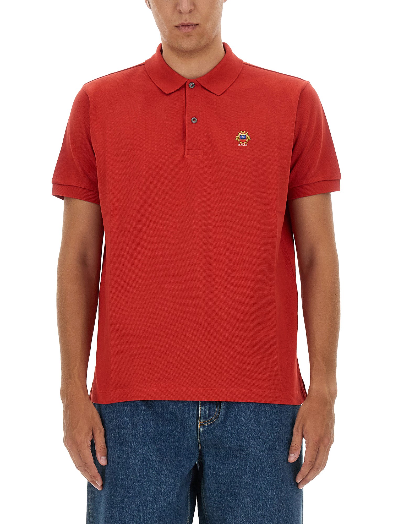 Shop Bally Polo With Logo In Red