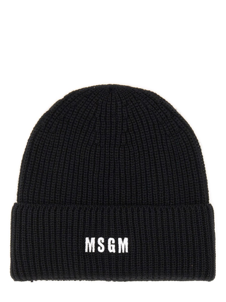 MSGM CAPPELLO BEANIE CON LOGO IMPACT IN BLEND DI LANA