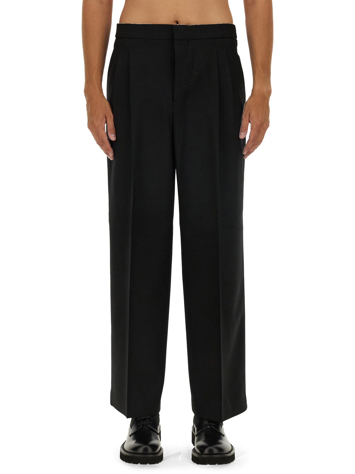 Shop Ami Alexandre Mattiussi Large Fit Pants In Black