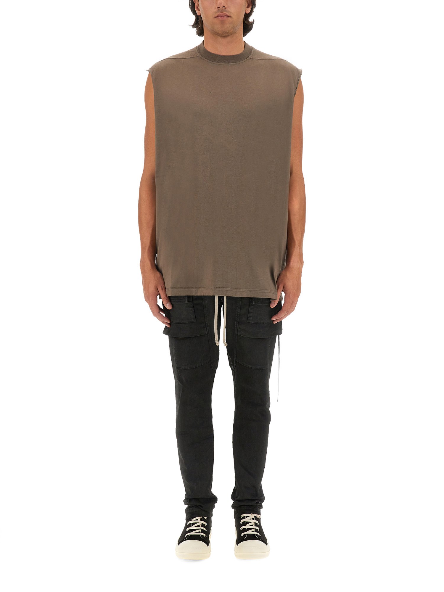 Shop Rick Owens Drkshdw Cotton T-shirt In Beige