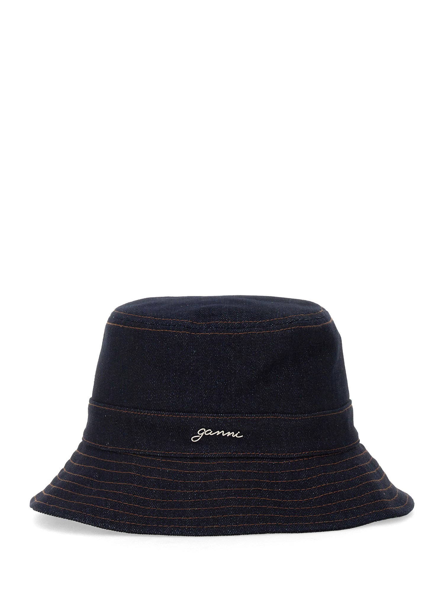 Shop Ganni Denim Bucket Hat In Blue