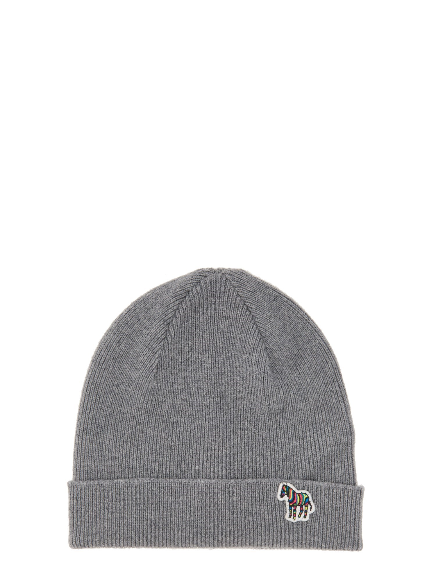 Shop Ps By Paul Smith Beanie Hat "zebra" In Grey