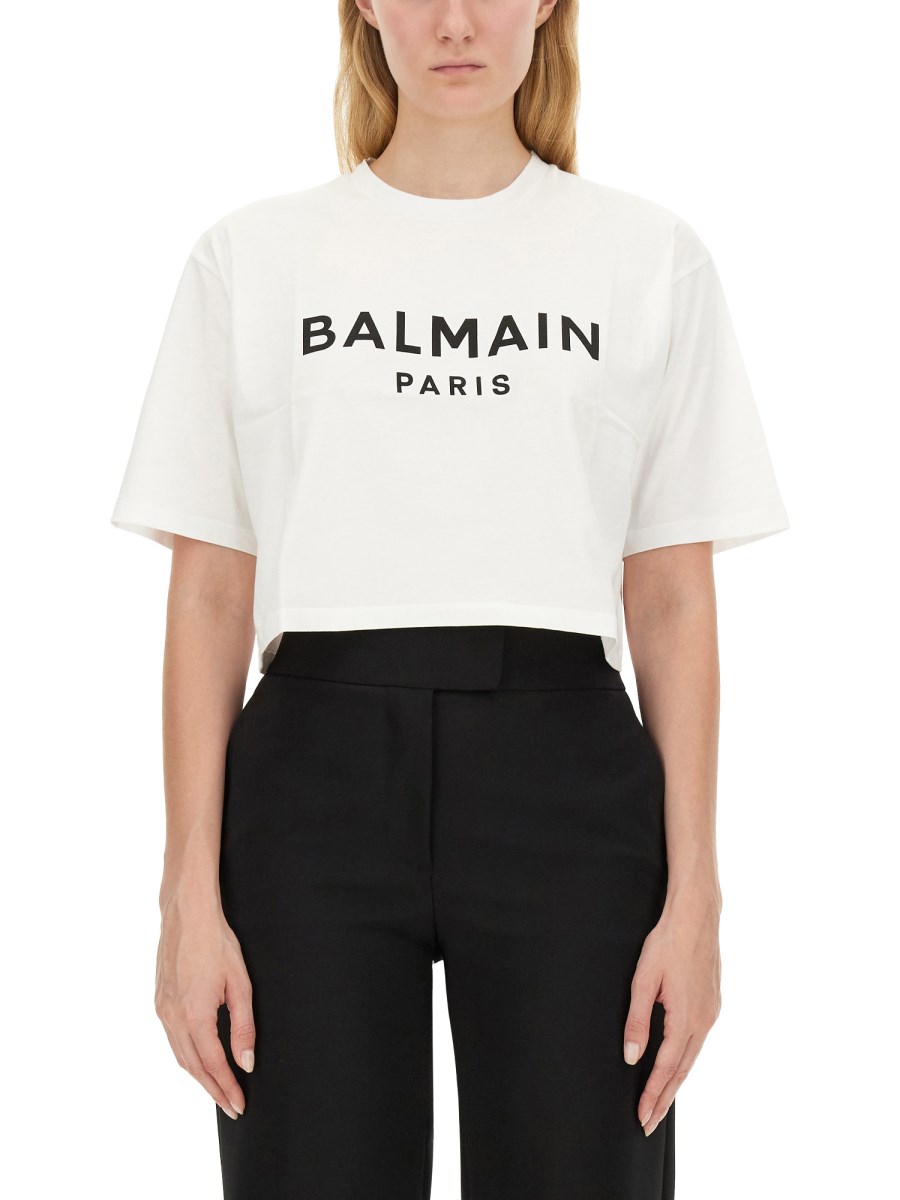 BALMAIN T-SHIRT IN JERSEY DI COTONE CON STAMPA LOGO