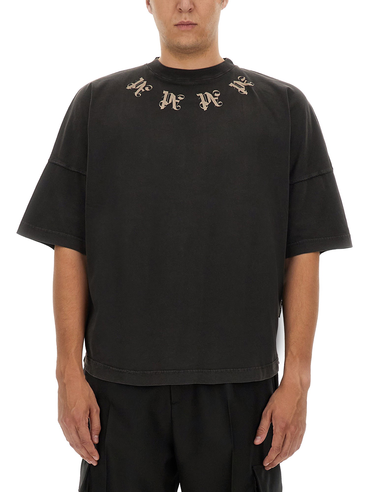 Shop Palm Angels Cotton T-shirt In Black