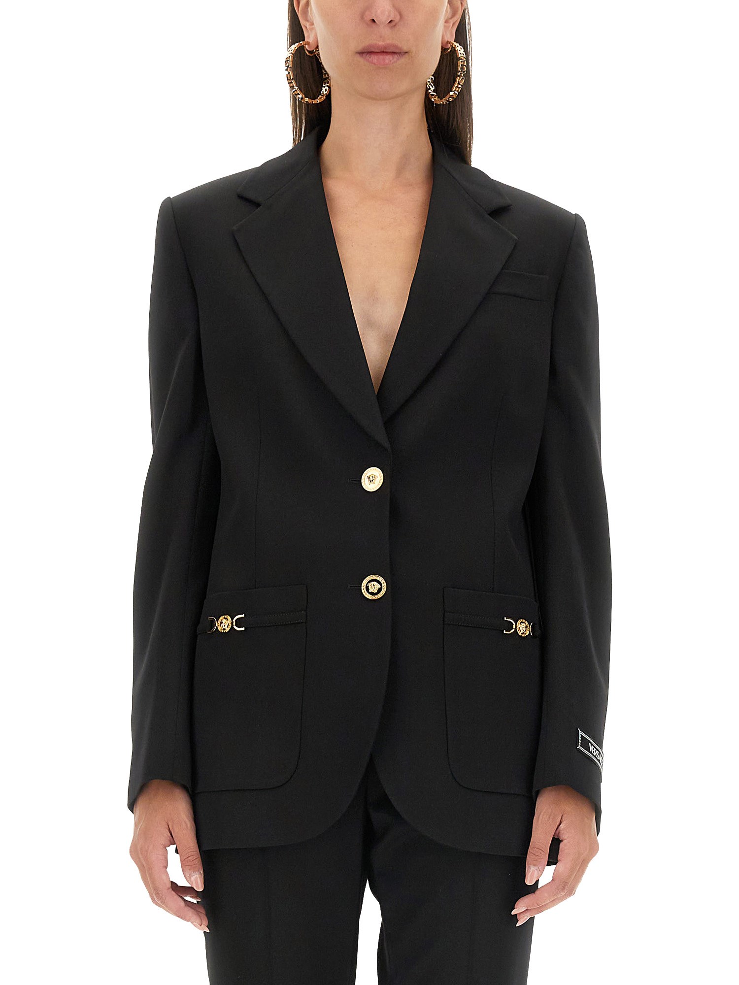 Shop Versace Oversized Single-breasted Blazer In Black