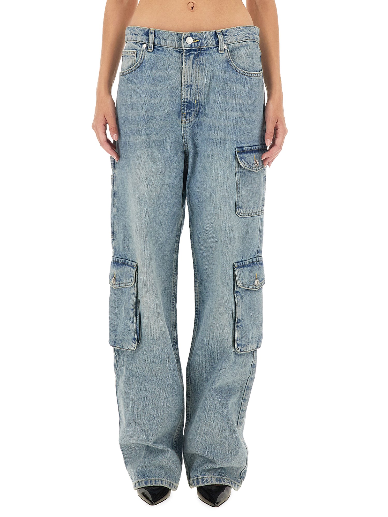 Shop Moschino Jeans Cargo Pants In Denim