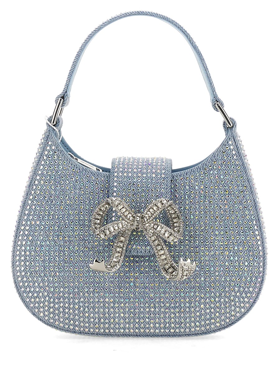 SELF-PORTRAIT BORSA CRESENT IN DENIM CON STRASS