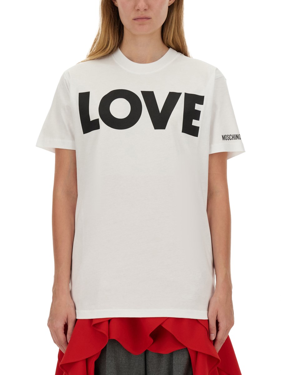 MOSCHINO T-SHIRT IN JERSEY DI COTONE CON LOGO