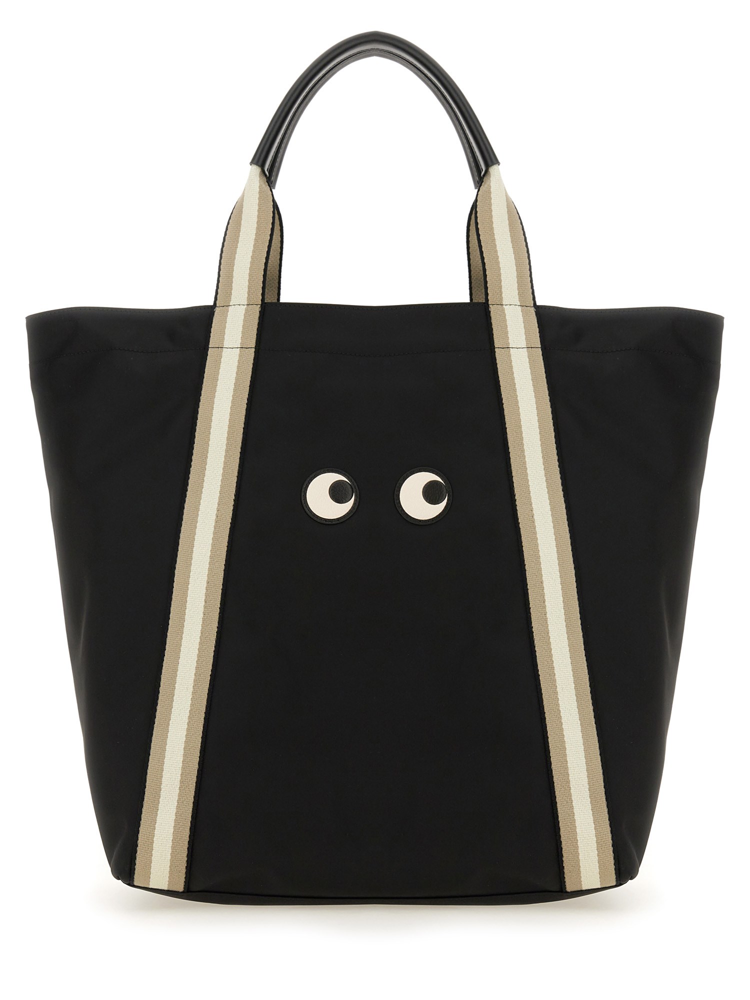 Shop Anya Hindmarch "eyes" Shopping Bag In Black