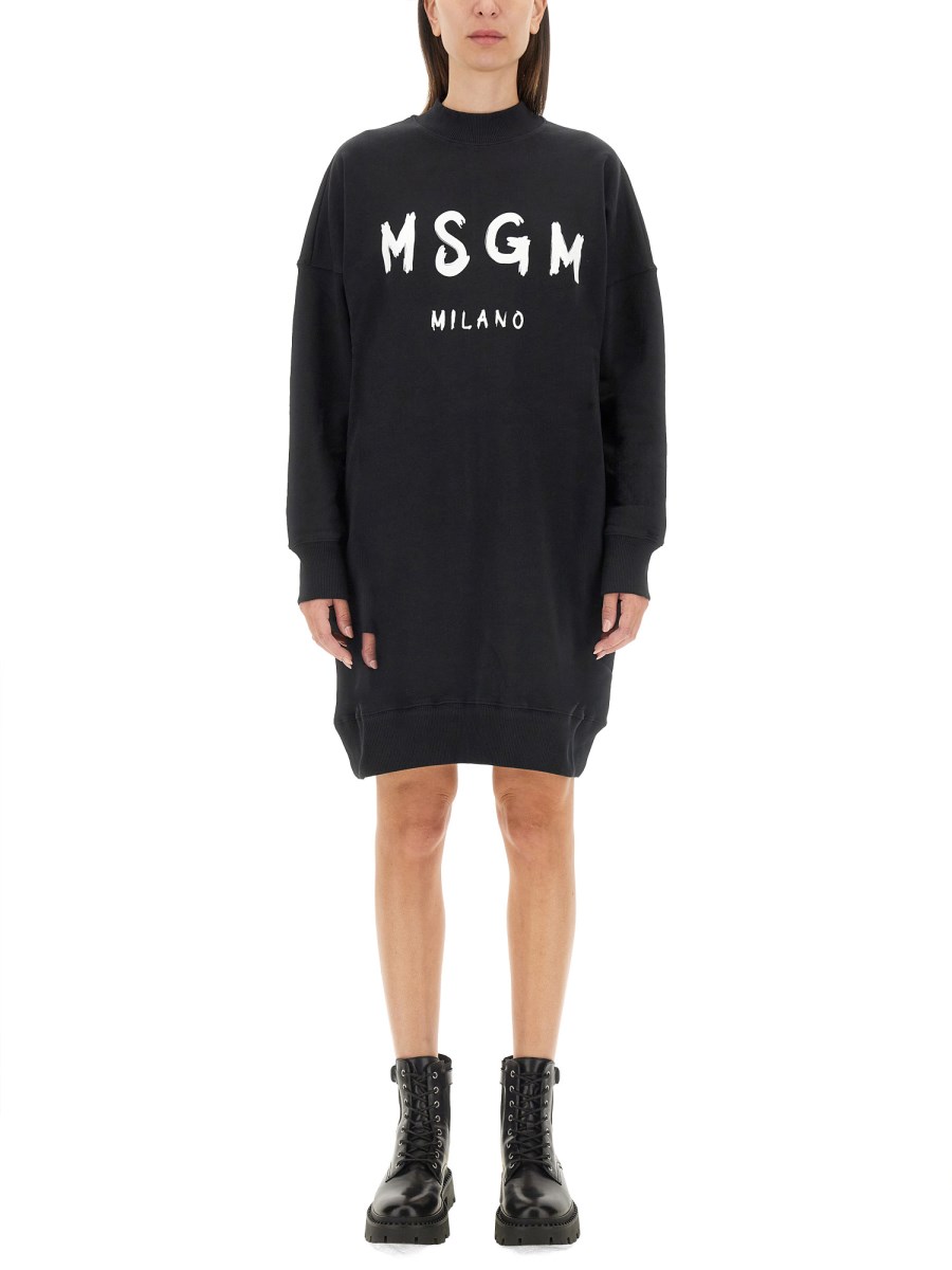 MSGM ABITO IN FELPA DI COTONE CON LOGO PENNELLATO