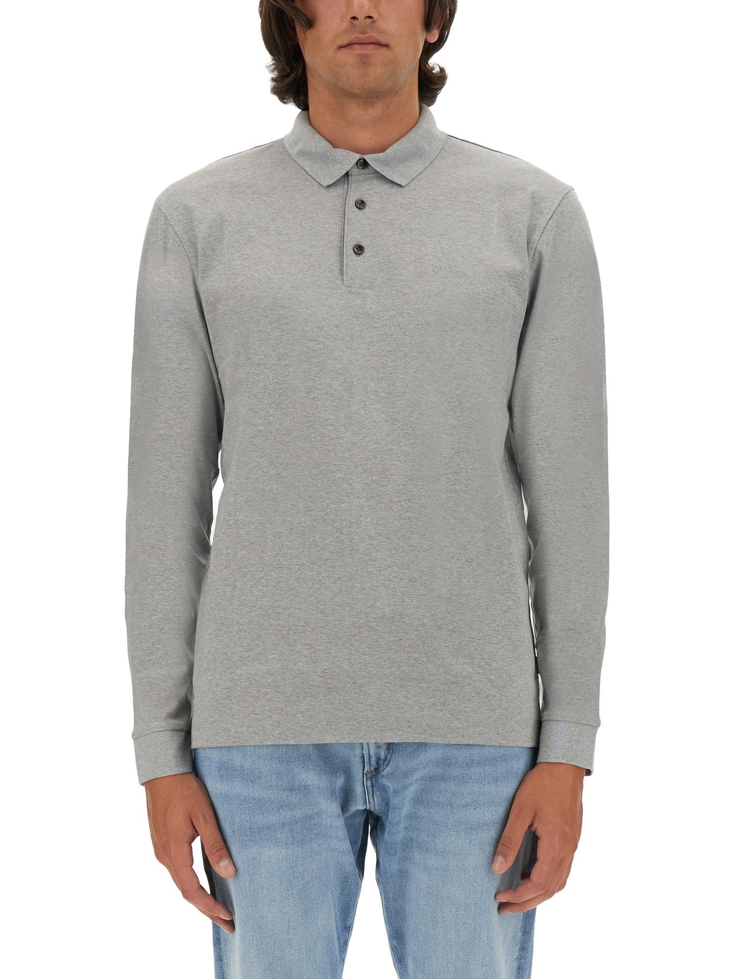 Shop Hugo Boss Cotton Polo In Grey