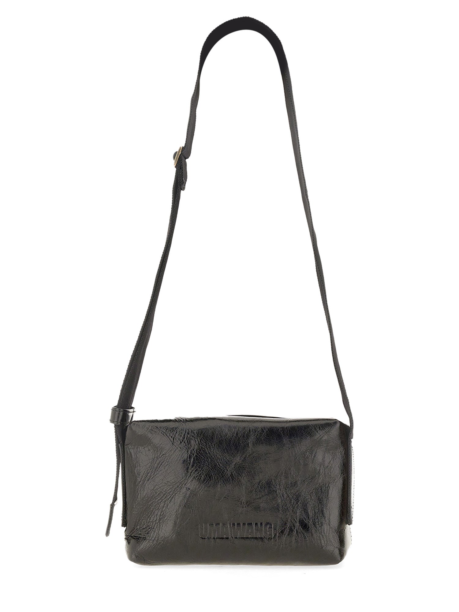 Shop Uma Wang Leather Shoulder Bag In Black