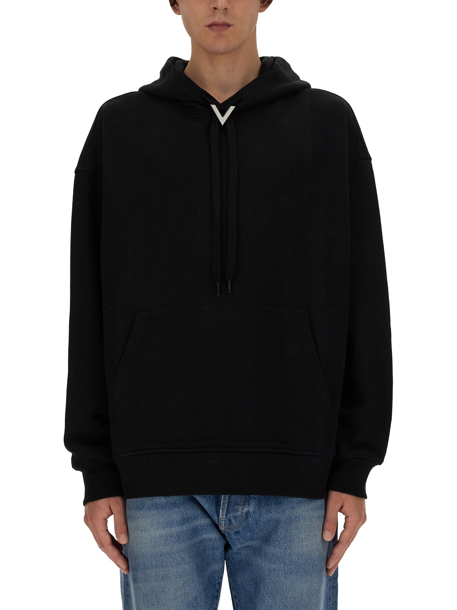 Shop Valentino Hoodie In Black