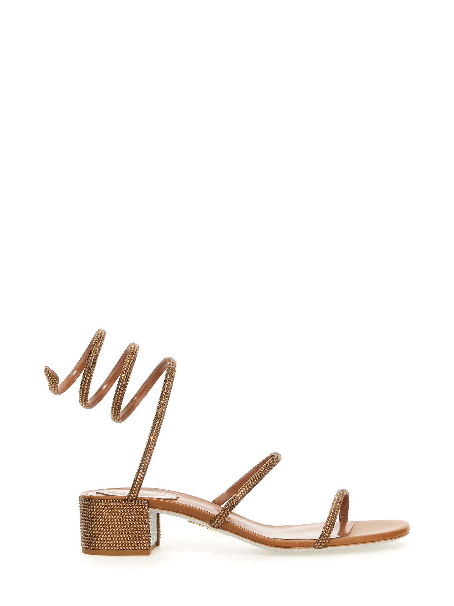 René Caovilla Rene Caovilla Cleo Crystal-embellished Sandals In Beige