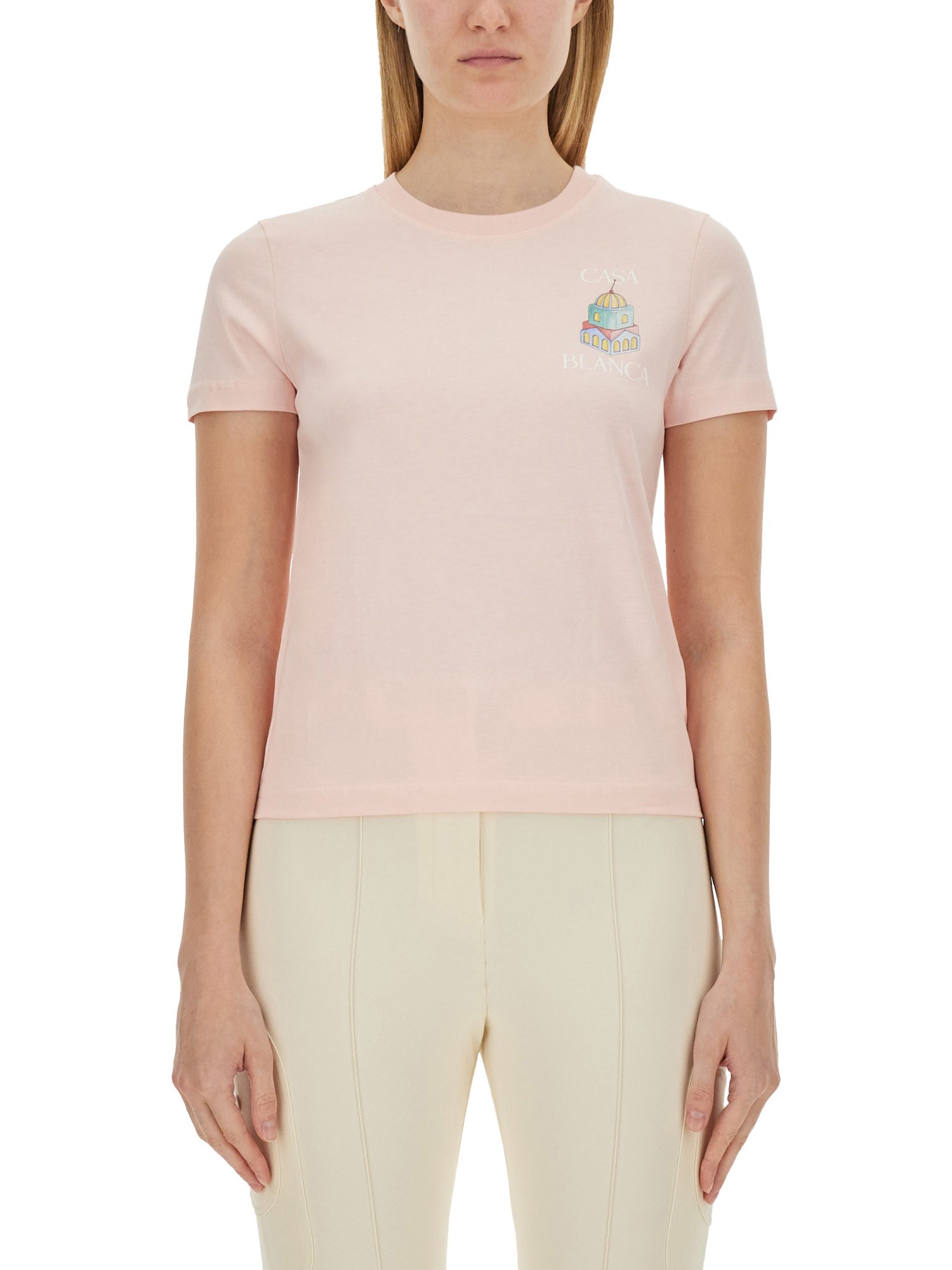 Shop Casablanca T-shirt With Logo In Pink