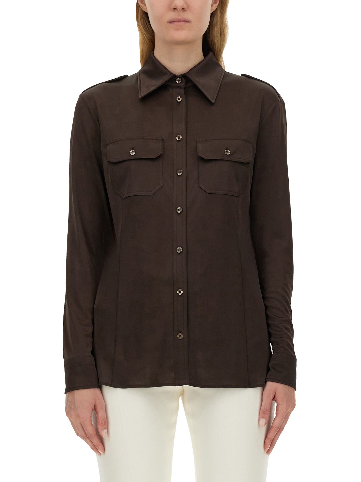 Shop Tom Ford Jersey Shirt In Brown