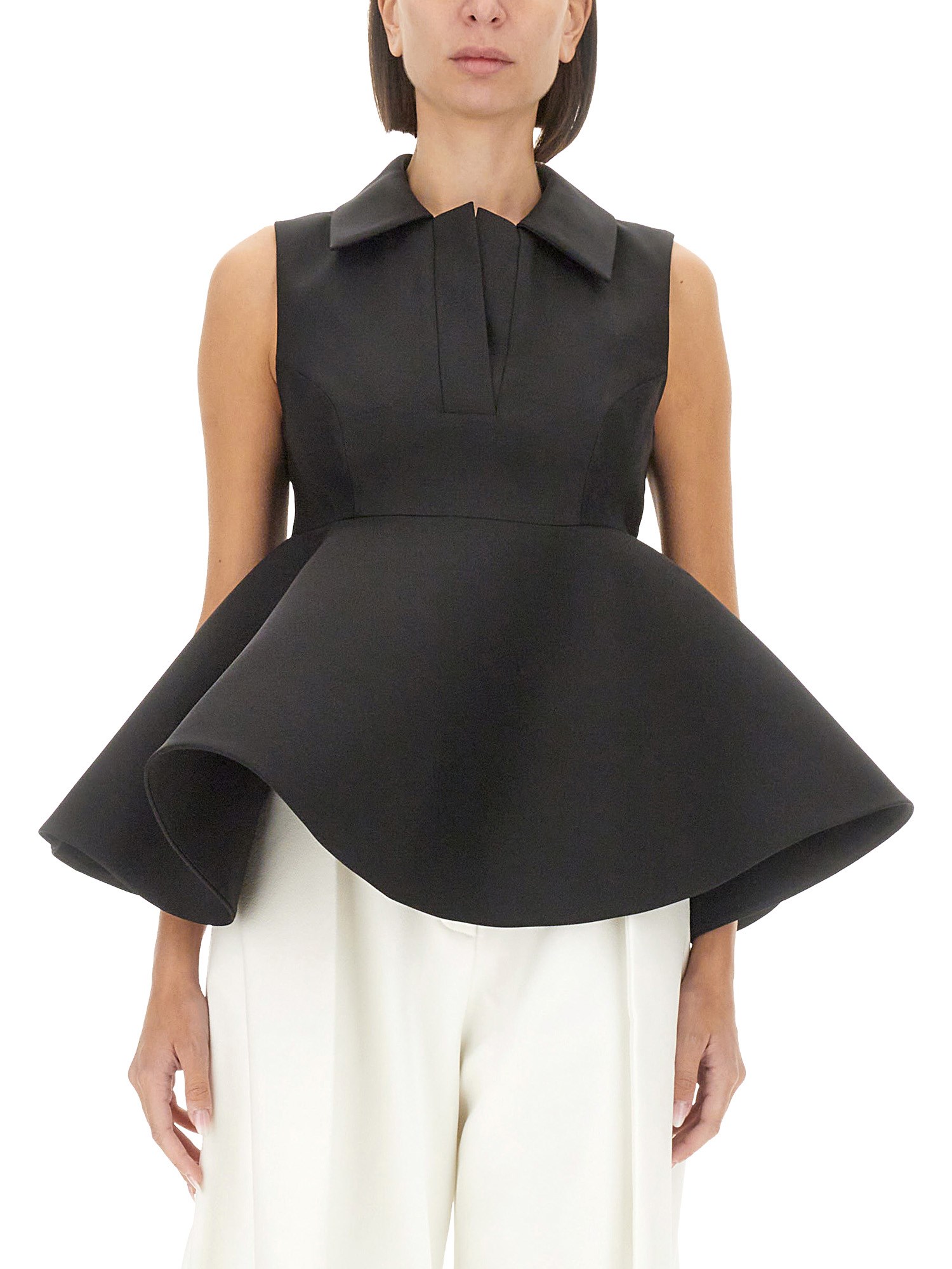 Shop Jacquemus Top "shoulder" In Black
