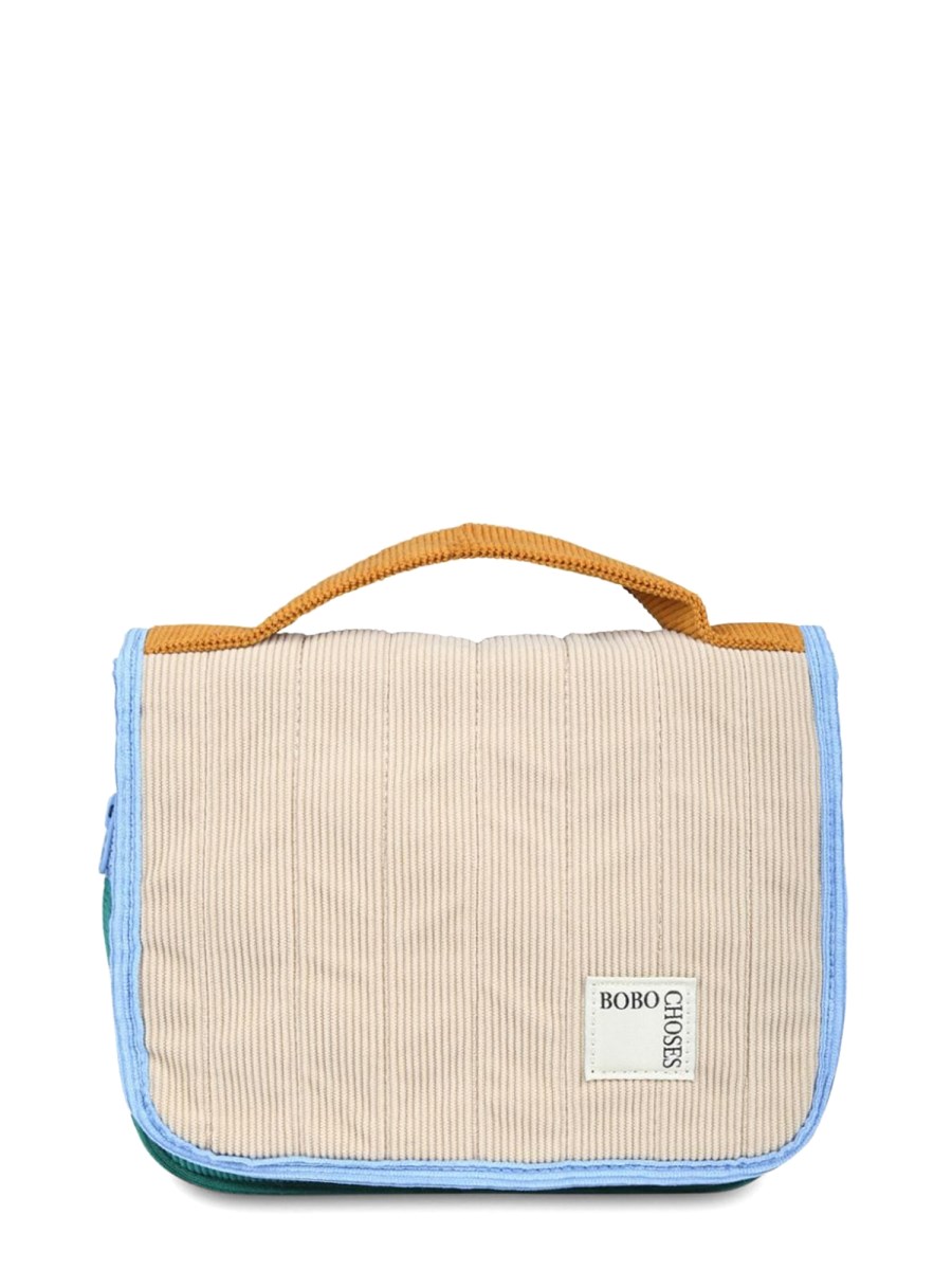 soft color block padded corduroy diaper bag