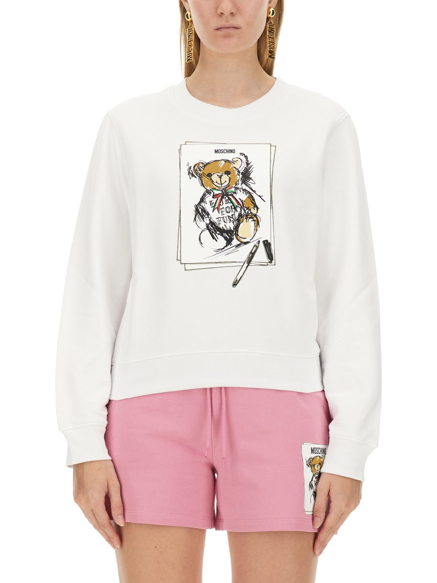 MOSCHINO FELPA IN COTONE CON STAMPA TEDDY