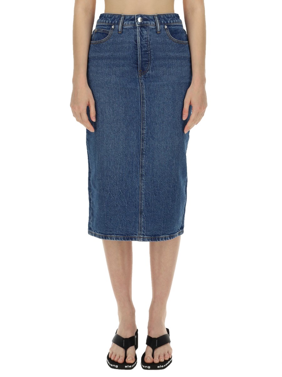 ALEXANDERWANG.T GONNA MIDI IN DENIM DI COTONE