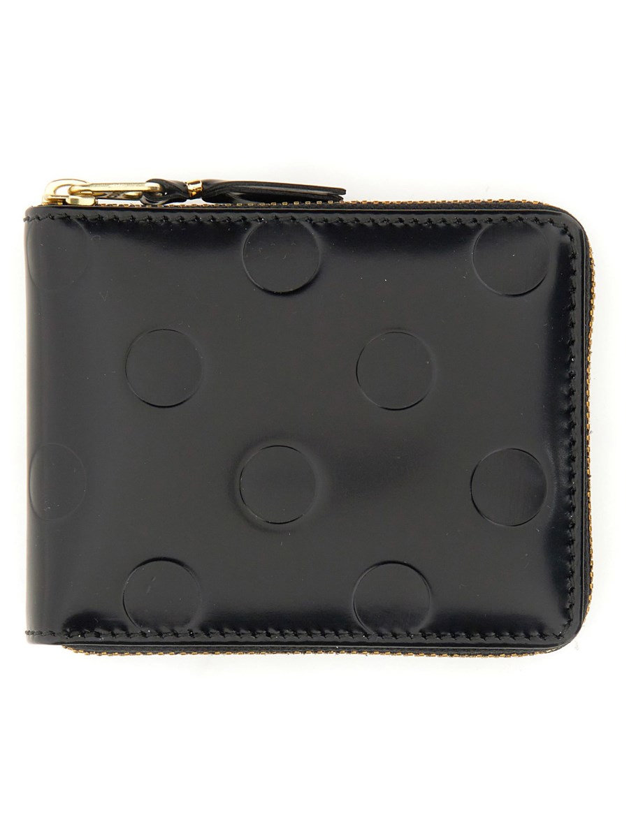 COMME DES GARCONS WALLET LEATHER WALLET WITH ZIPPER AND EMBOSSED POLKA DOTS Eleonora Bonucci