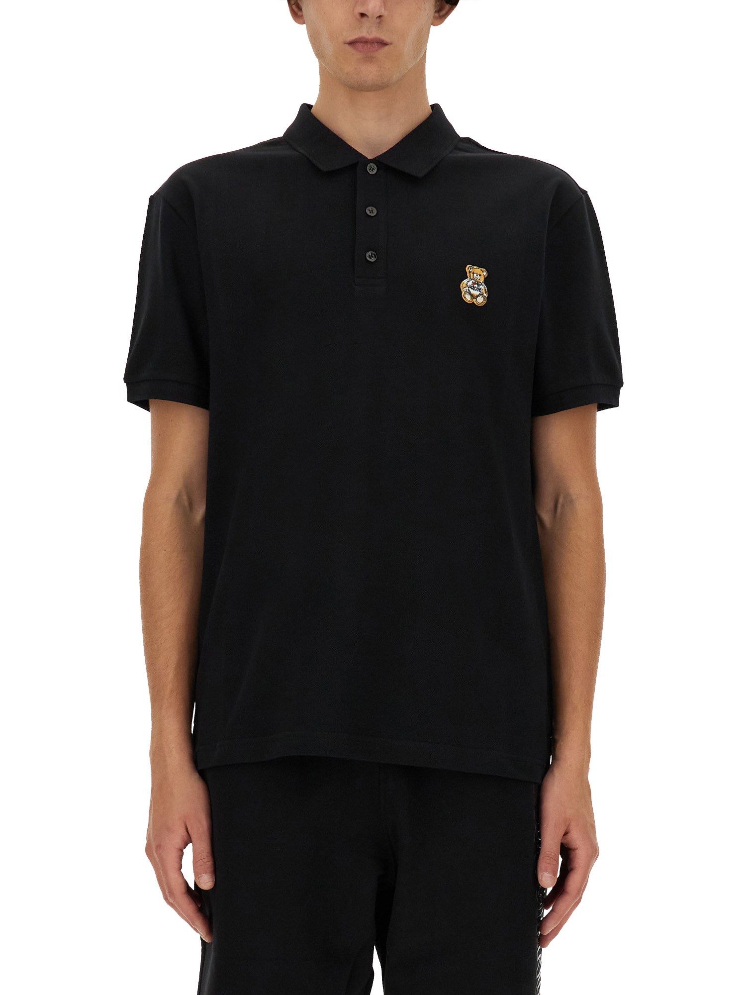 Shop Moschino Polo Teddy Patch In Black