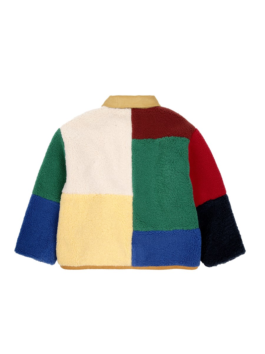 color block sheepskin jacket