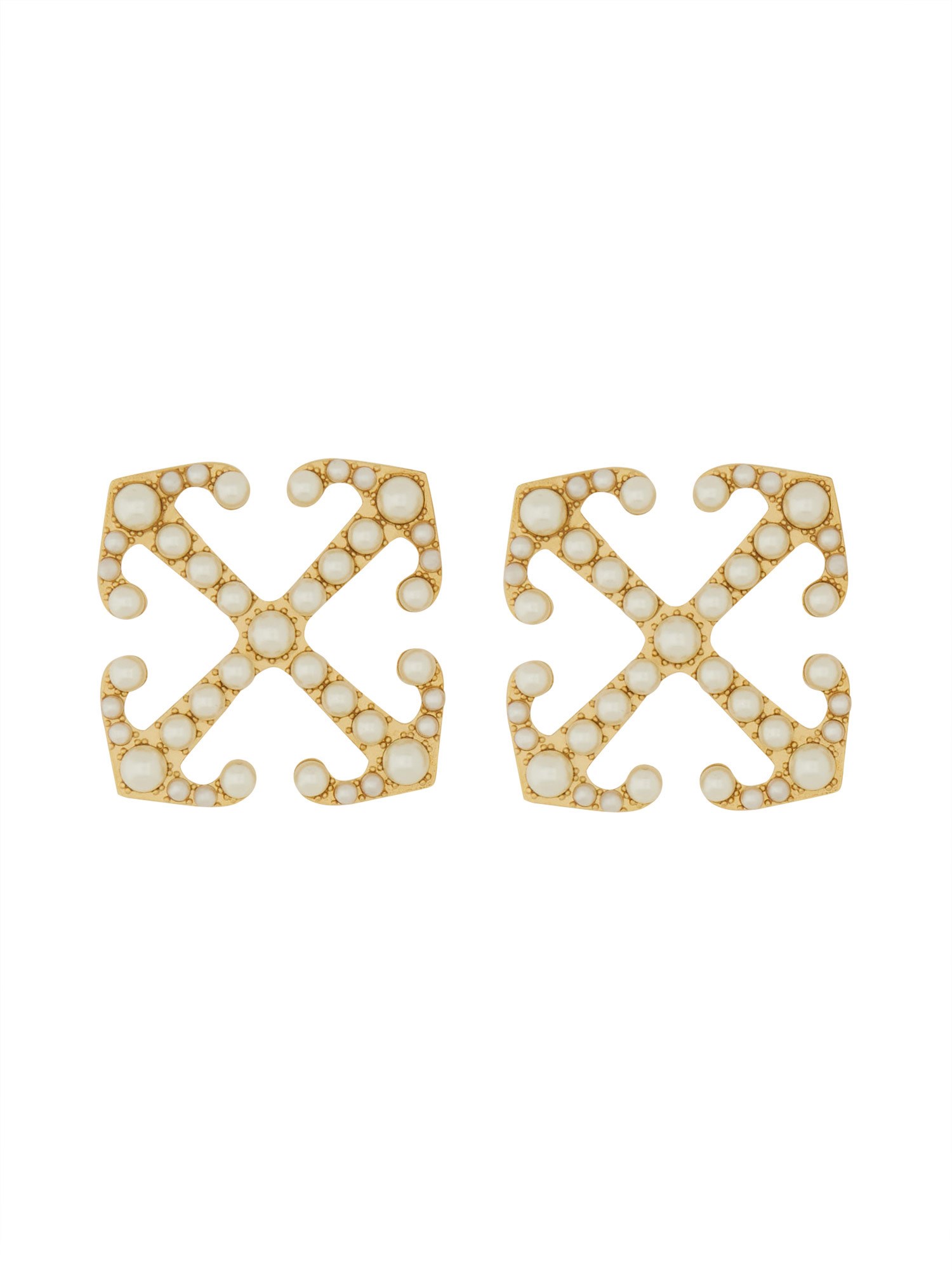 Off-white Arrow Design Brass Earrings For Women In Gold