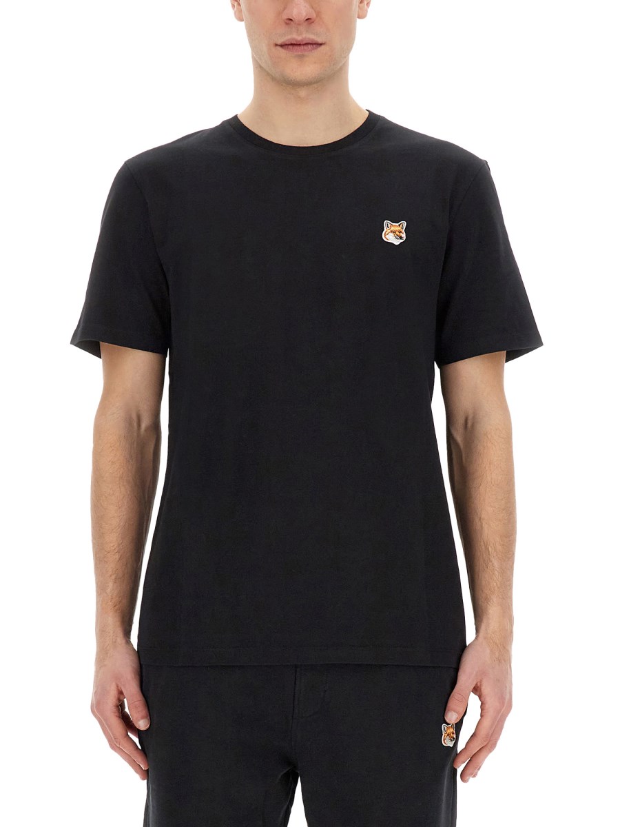 MAISON KITSUNÉ T-SHIRT IN JERSEY DI COTONE CON PATCH FOX