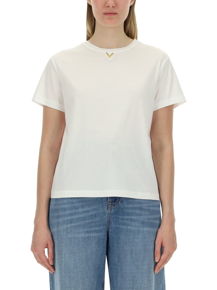 VALENTINO T-SHIRT IN JERSEY DI COOTNE CON DETTAGLIO V