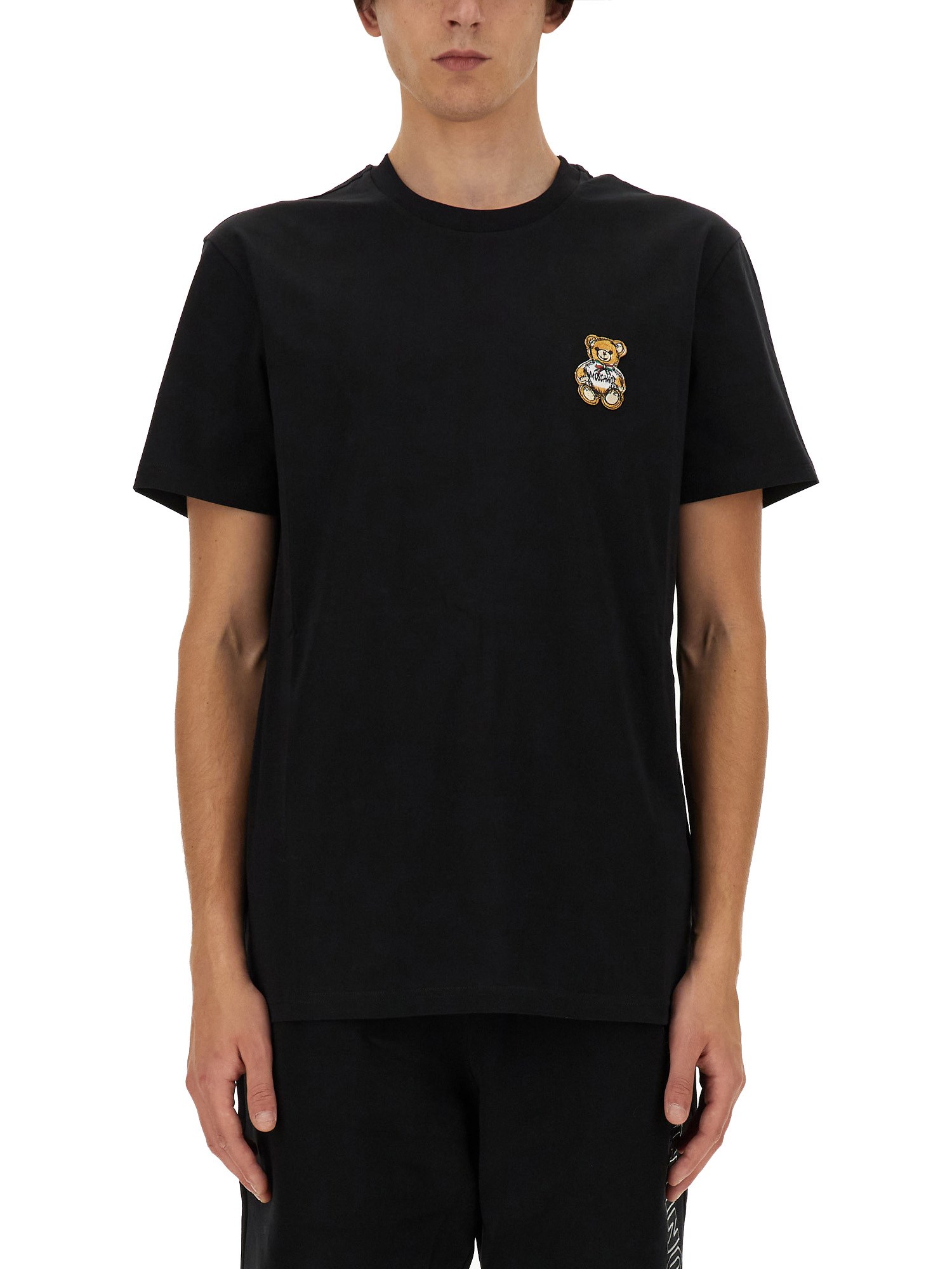 Shop Moschino Teddy Patch T-shirt In Black