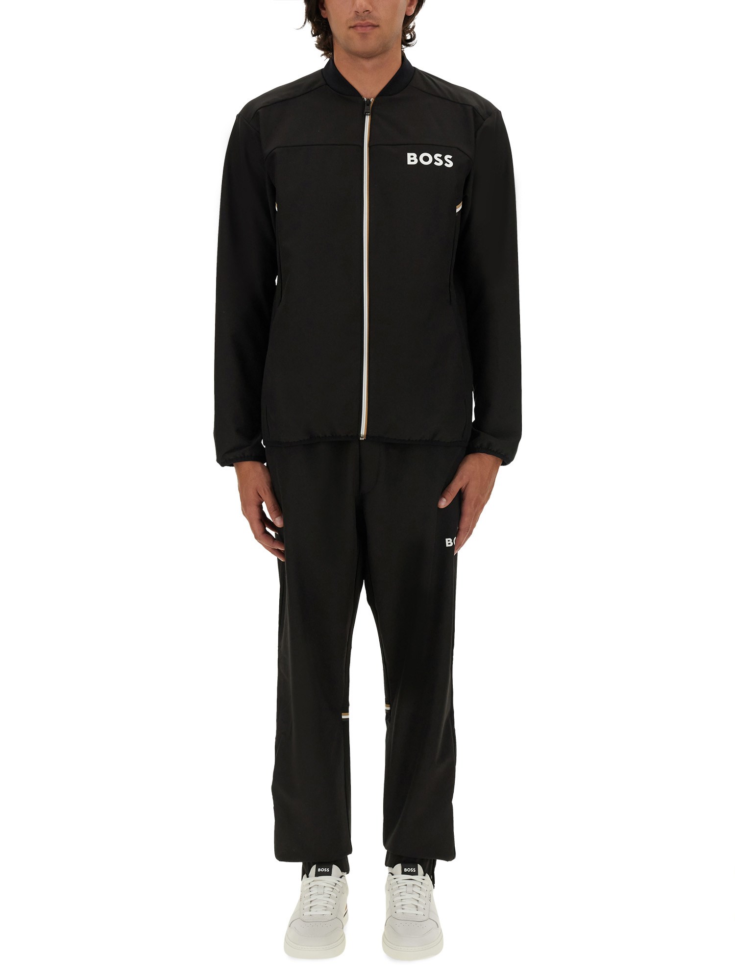 Shop Hugo Boss Full Jumpsuit With Logo In Black