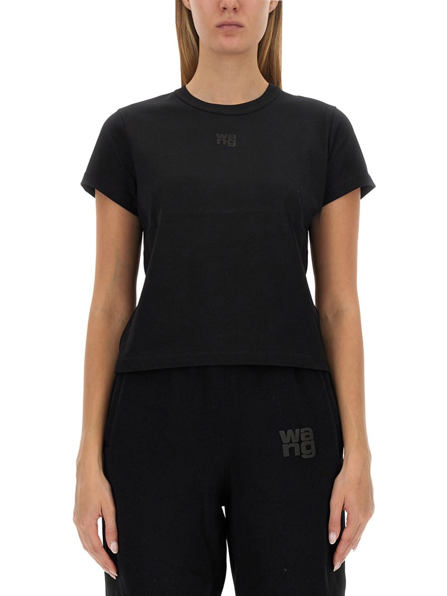 ALEXANDERWANG.T T-SHIRT ESSENTIAL SHRUNK IN COTONE CON LOGO PUFF