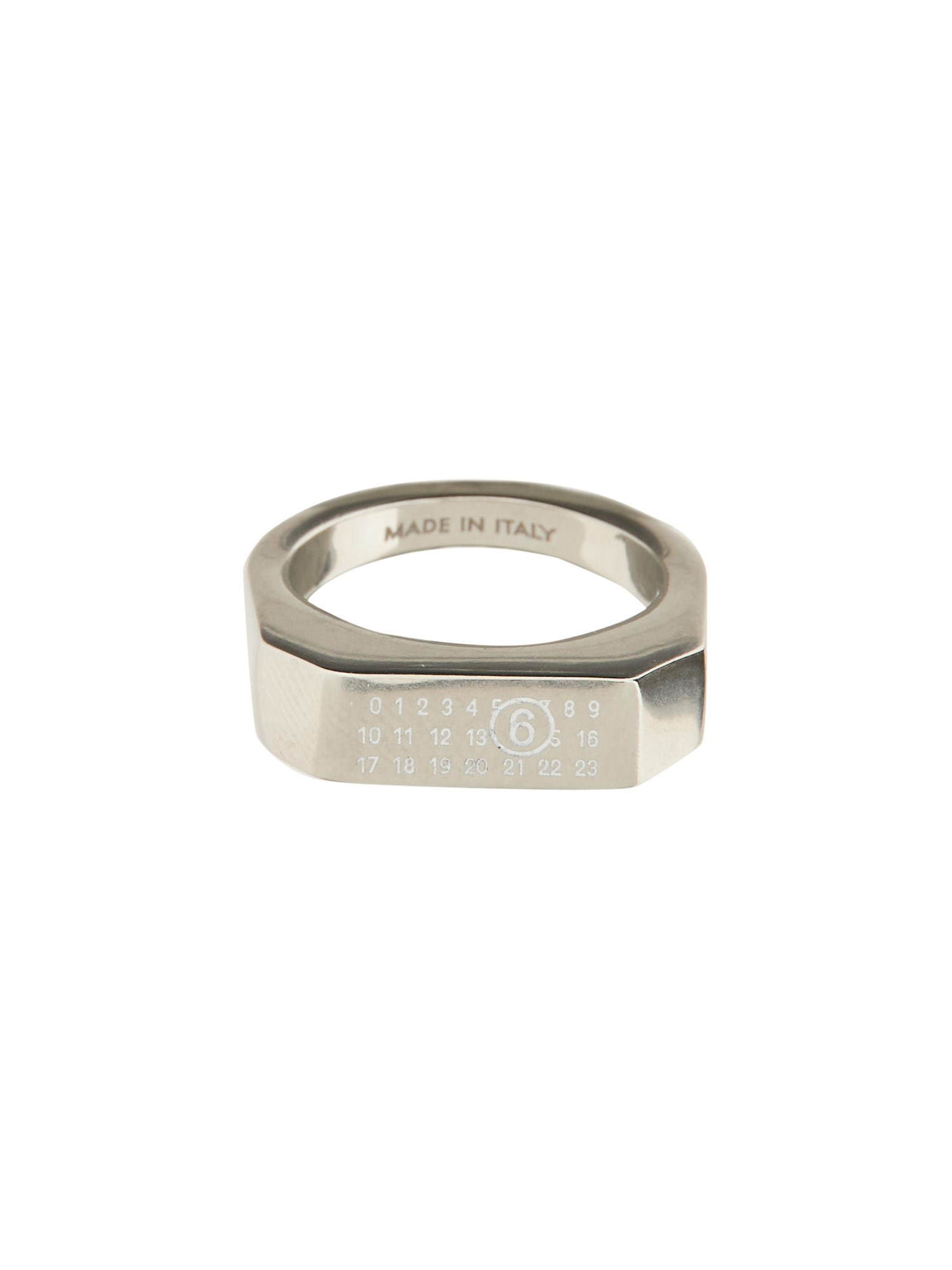Shop Mm6 Maison Margiela Logo Ring In Silver