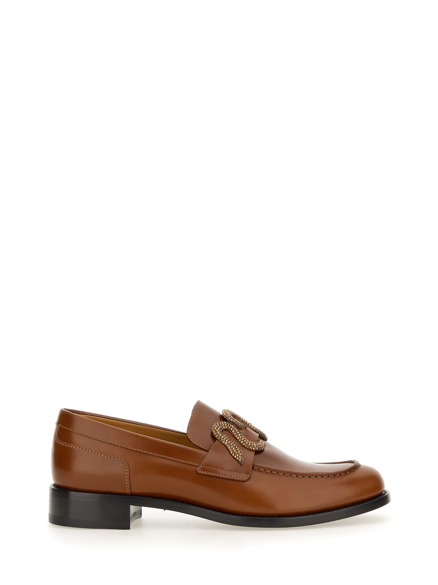 Shop René Caovilla Leather Loafer In Buff