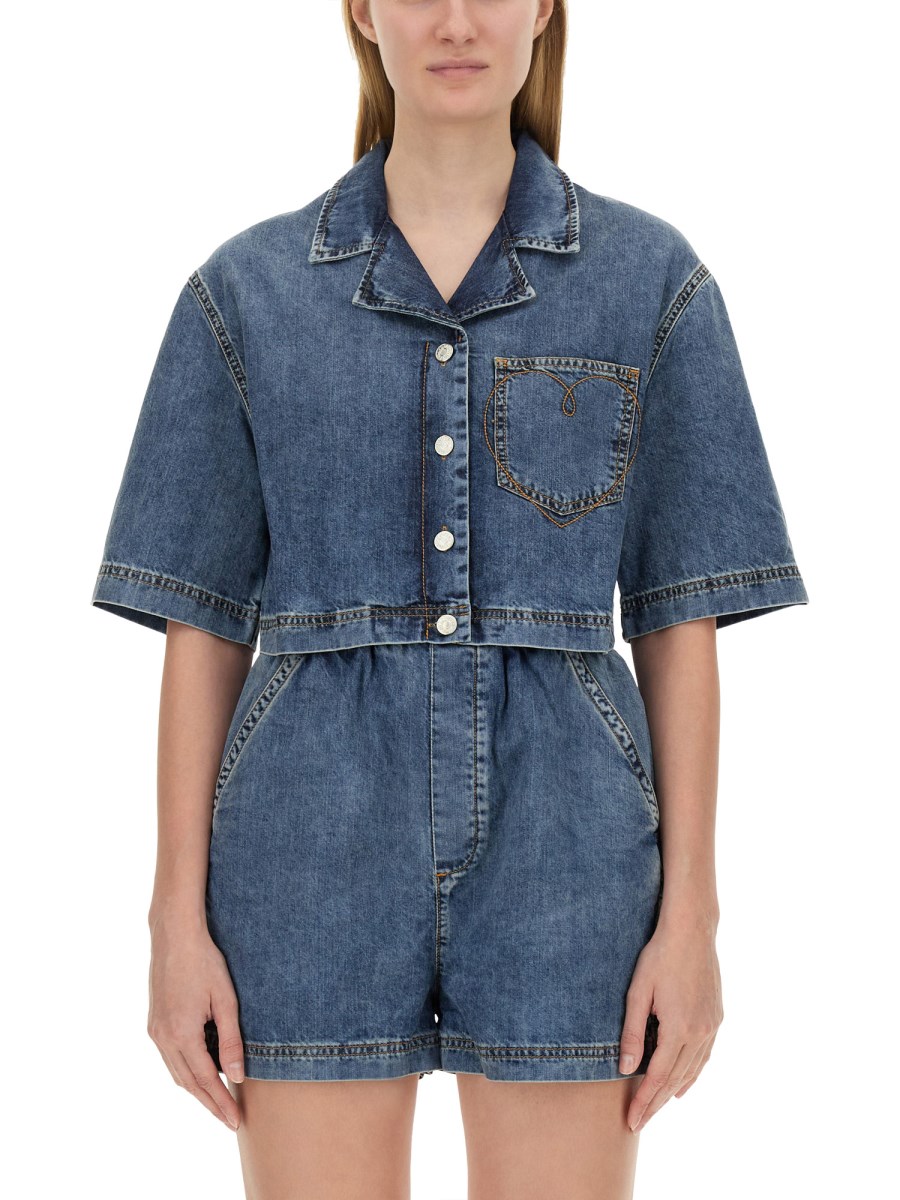 MOSCHINO JEANS CAMICIA CROPPED IN DENIM