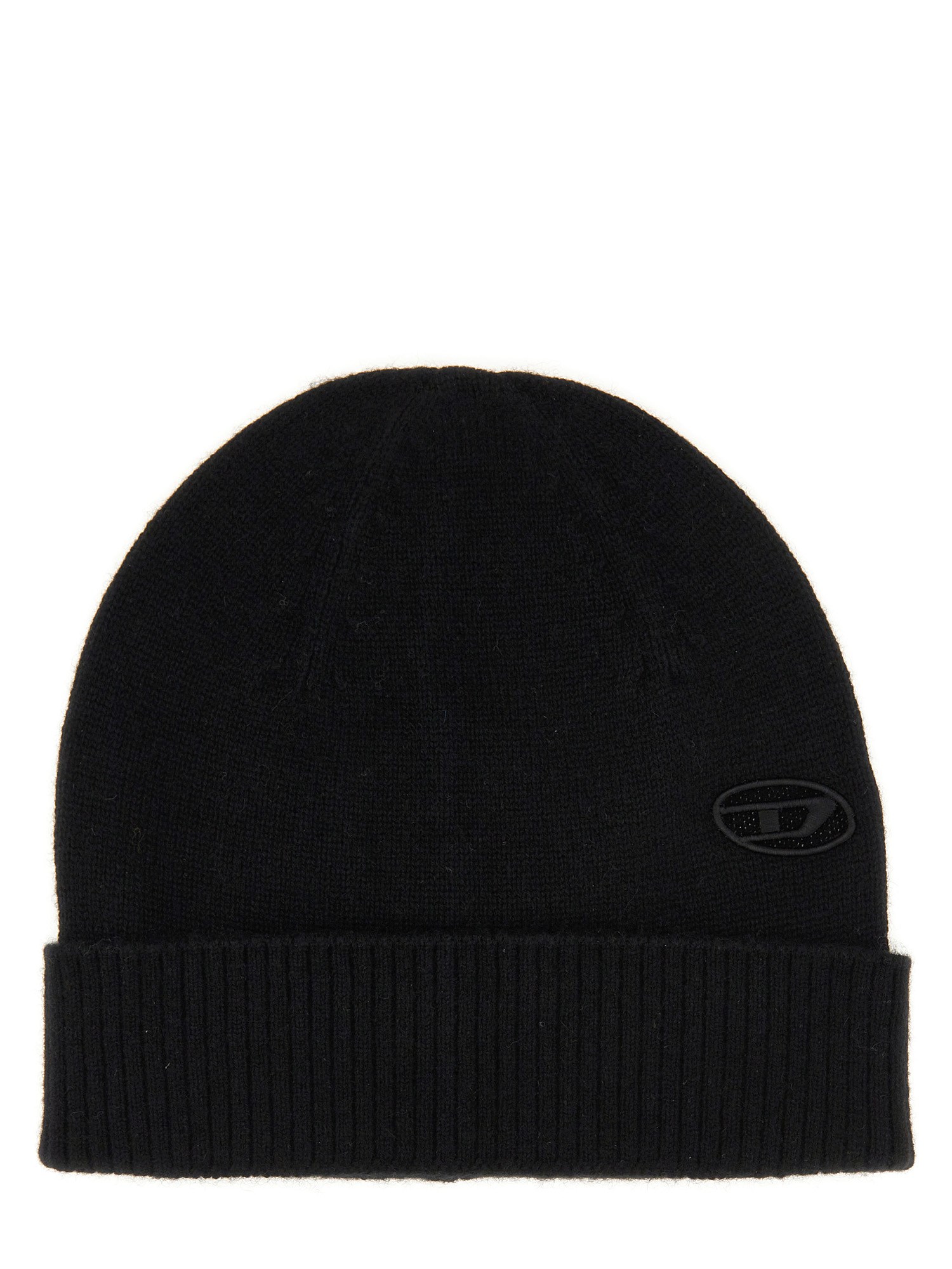 Diesel Beanie Hat With Logo In Black