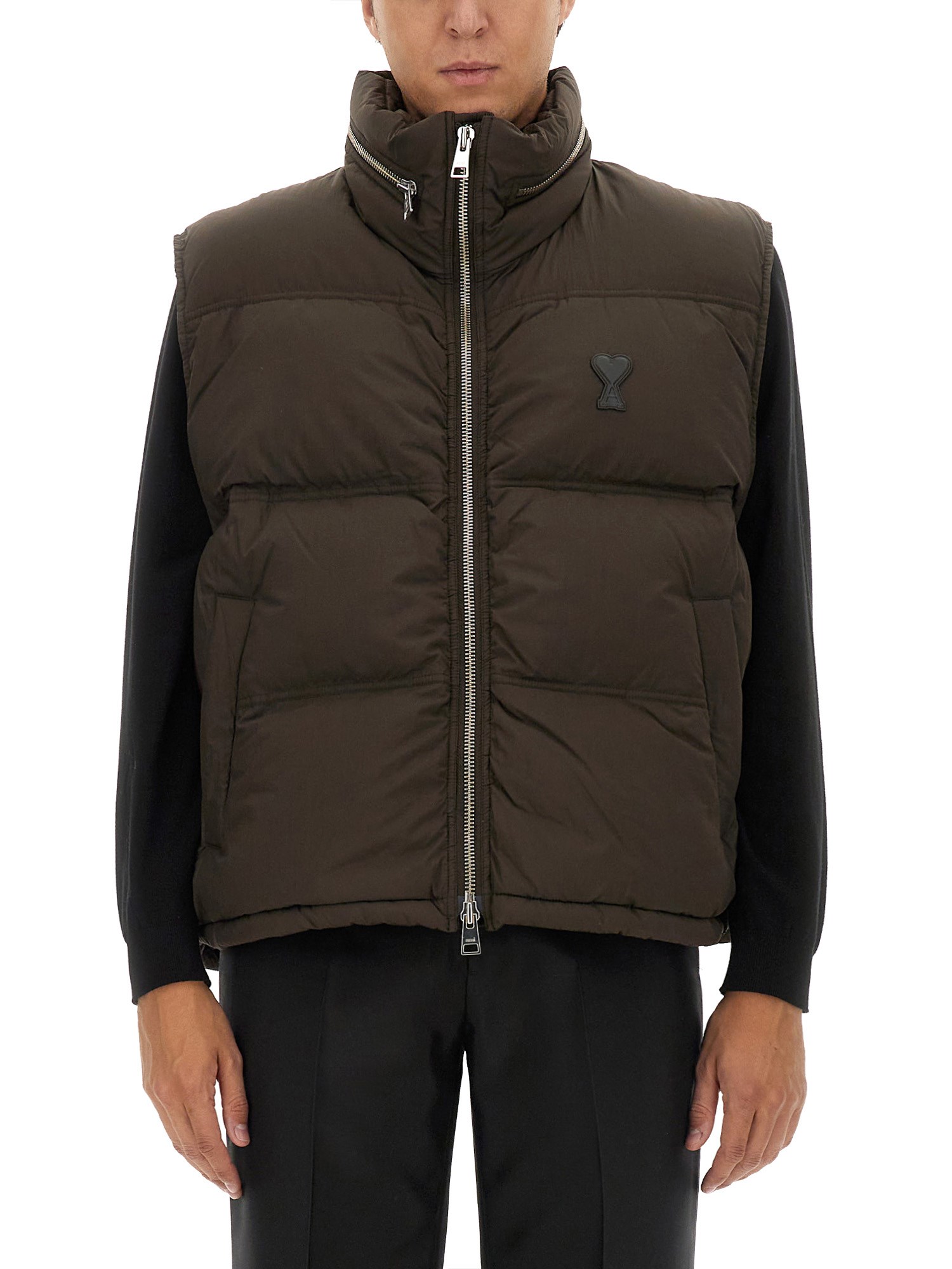 Shop Ami Alexandre Mattiussi Padded Vest In Brown